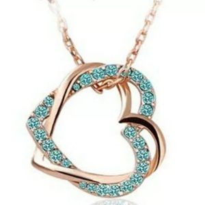 Double Heart Pendant Necklace. New!!!